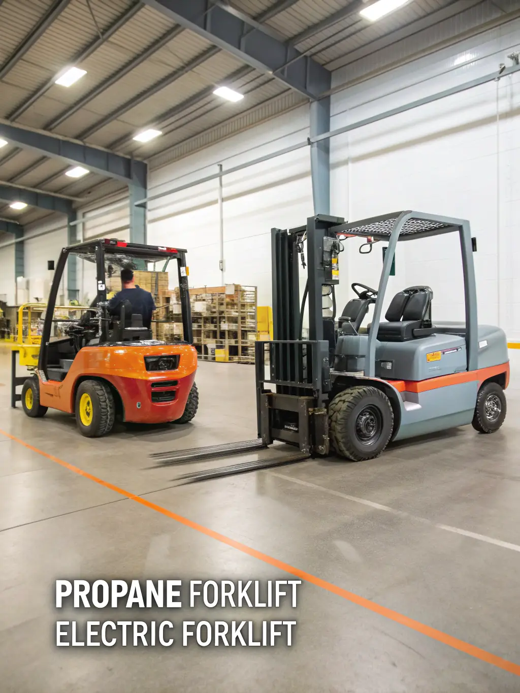 A side-by-side comparison of propane and electric forklift costs, demonstrating the potential savings with propane.